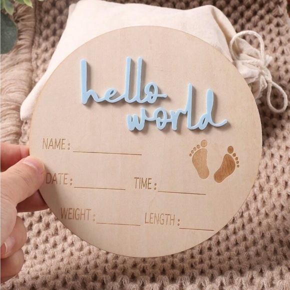 Baby Birth Announcement Wood Discs Baby Girl Boy Acrylic Letter Graphic Monthly - Picture 7 of 9